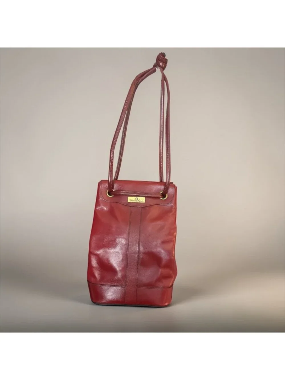 VTG Etienne Aigner Drawstring Bucket Antic Red Leather Shoulder Bag 80s Germany - Picture 3 of 9